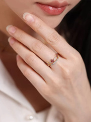 Clover Shaped Lab-grown Ruby Rings