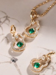 Synthetic Emerald Necklace Pendant