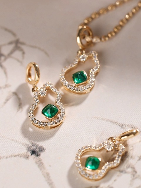 Synthetic Emerald Necklace Pendant