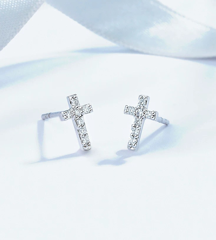 Dainty Cross Stud Earrings