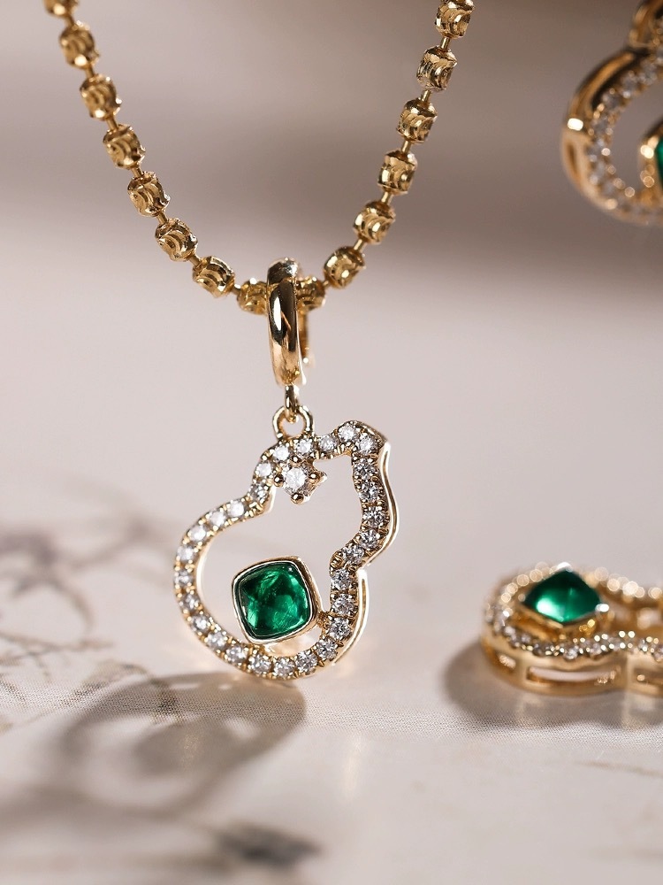 Synthetic Emerald Necklace Pendant