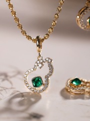 Synthetic Emerald Necklace Pendant