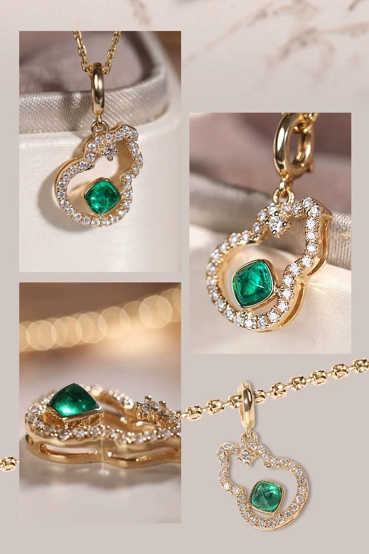 Synthetic Emerald Necklace Pendant