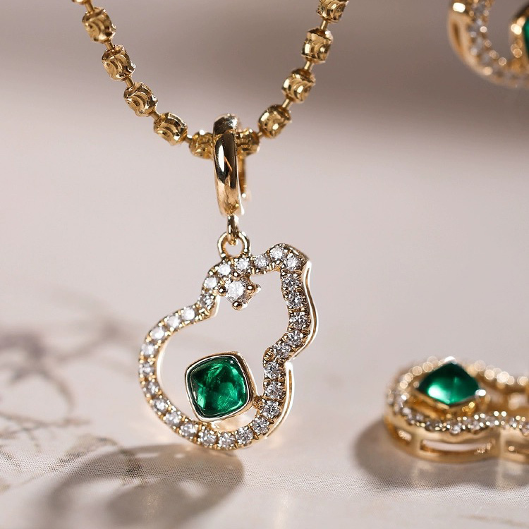 Synthetic Emerald Necklace Pendant