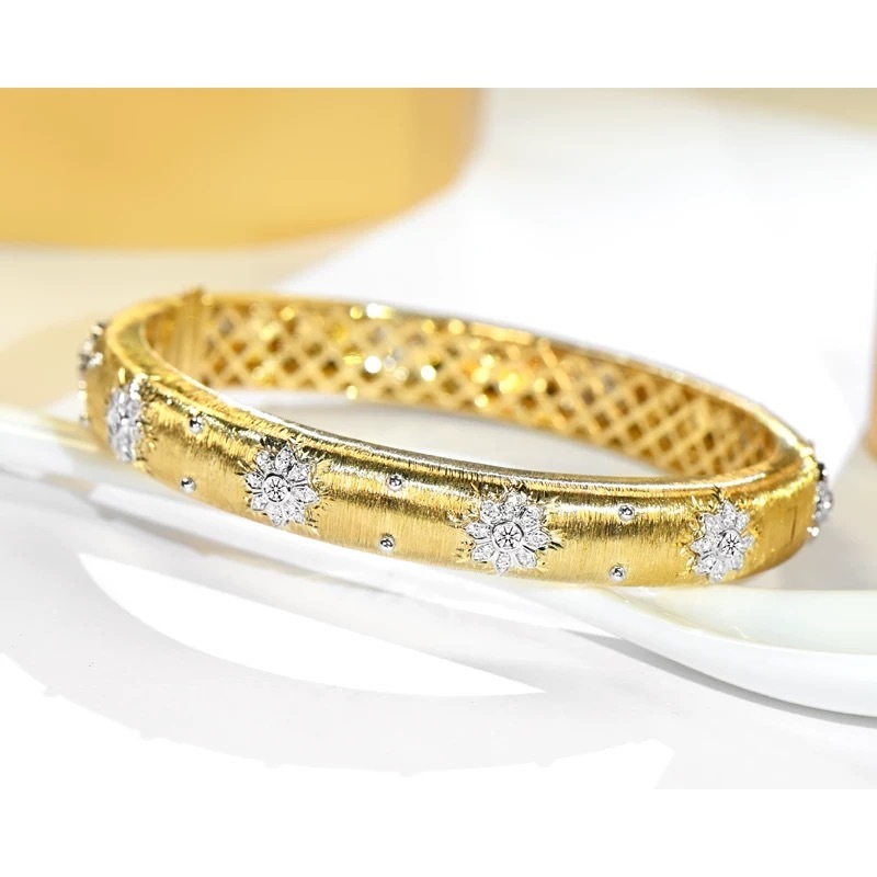 Two-Toned Wide Bangle Bracelet