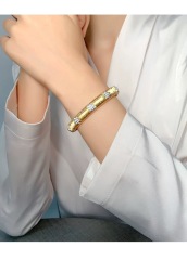 Two-Toned Wide Bangle Bracelet