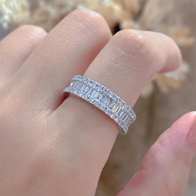 Round and Baguette Stone Ring