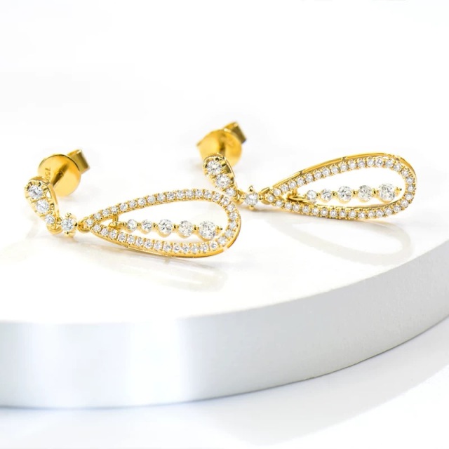 Karat Gold Diamond Dangling Earring