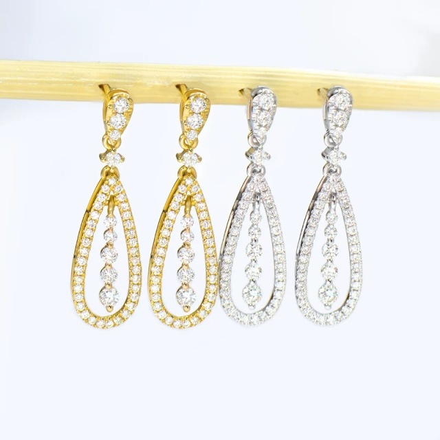Karat Gold Diamond Dangling Earring
