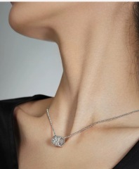 14K White Gold Diamond Barrel Pendant