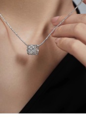 14K White Gold Diamond Barrel Pendant