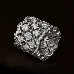 14K White Gold Diamond Barrel Pendant