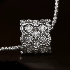 14K White Gold Diamond Barrel Pendant