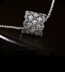 14K White Gold Diamond Barrel Pendant
