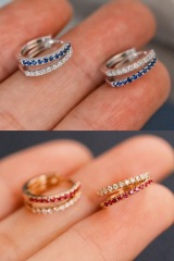 Hoop Earrings with Natural Gem Stones and Diamonds