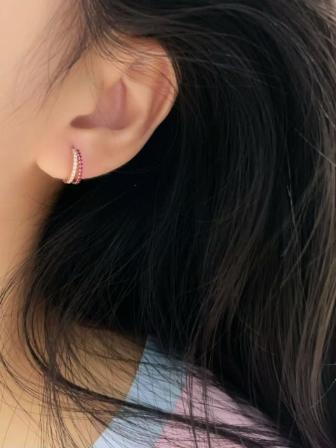 Hoop Earrings with Natural Gem Stones and Diamonds