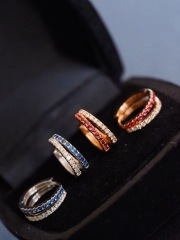 Hoop Earrings with Natural Gem Stones and Diamonds