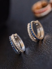 Hoop Earrings with Natural Gem Stones and Diamonds