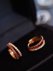 Hoop Earrings with Natural Gem Stones and Diamonds