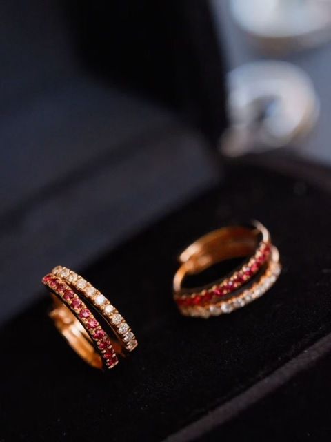 Hoop Earrings with Natural Gem Stones and Diamonds