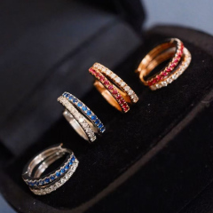 Hoop Earrings with Natural Gem Stones and Diamonds