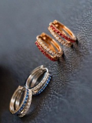 Hoop Earrings with Natural Gem Stones and Diamonds