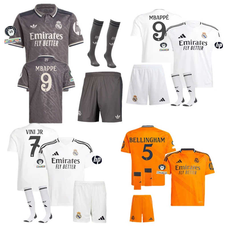 new Real Madrid child jersey 2024 2025 adult kit kids kit  Home Third away New adult 2024 2025 Real Madrid soccer jersey 10-20 days. It will arrive in your country