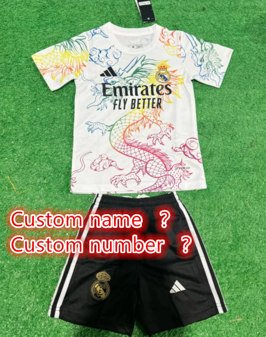Real Madrid jersey kids kit Home Third away child jersey New 2024 2025 Real Madrid soccer child jersey 10-20 days. It will arrive in your country