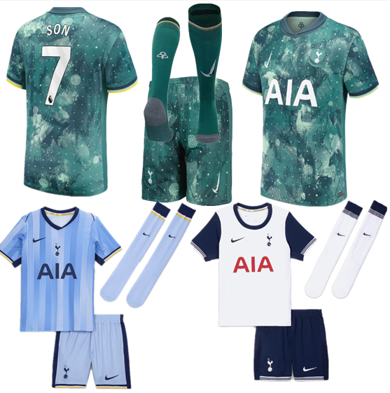 Tottenham jersey 2024 2025 adult kit  kids kit  Home Third away New adult 2024 2025 Tottenham soccer jersey 10-20 days. It will arrive in your country