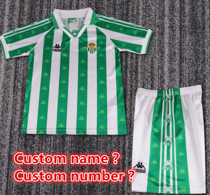 Child kids kit Retro jersey Real Betis jersey kids kit Home Third away 1995-97 Real Betis Retro soccer jersey 10-20 days. It will arrive in your country