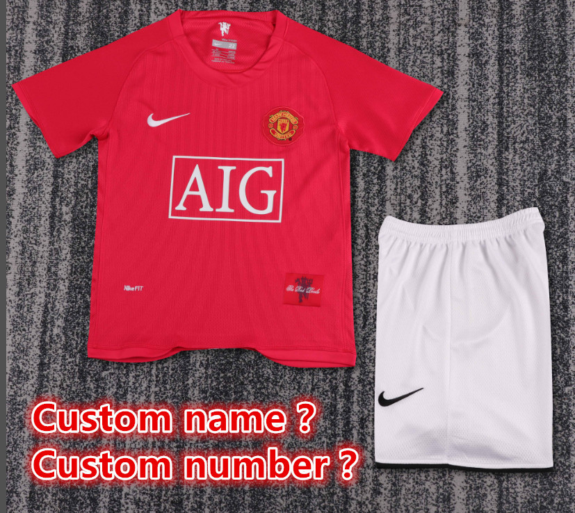 Child kids kit Retro jersey Manchester United jersey kids kit Home Third away 08/09 07/08  2010-11 1996-98 11-12 12/13 1998-99 1990-92  Manchester United Retro soccer jersey 10-20 days. It will arrive in your country