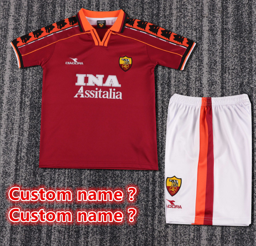 Child kids kit Retro jersey Roma jersey kids kit Home Third away 00/01 1999-00 05-06  1998-99  Roma Retro soccer jersey 10-20 days. It will arrive in your country