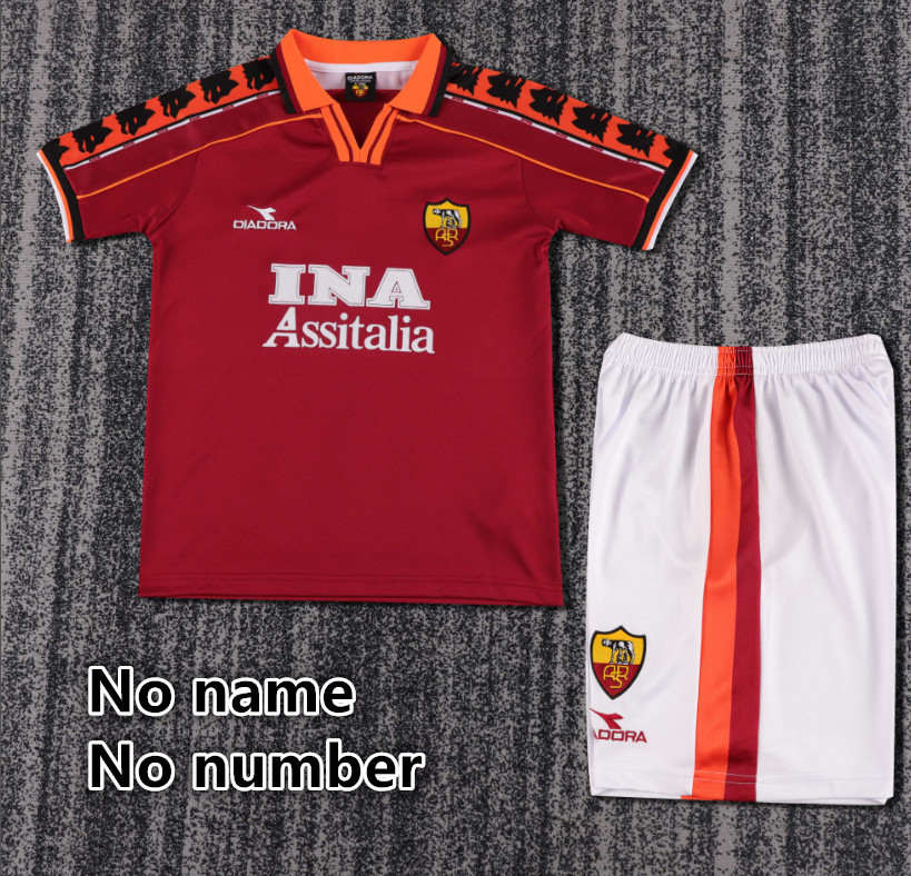 Child kids kit Retro jersey Roma jersey kids kit Home Third away 00/01 1999-00 05-06  1998-99  Roma Retro soccer jersey 10-20 days. It will arrive in your country