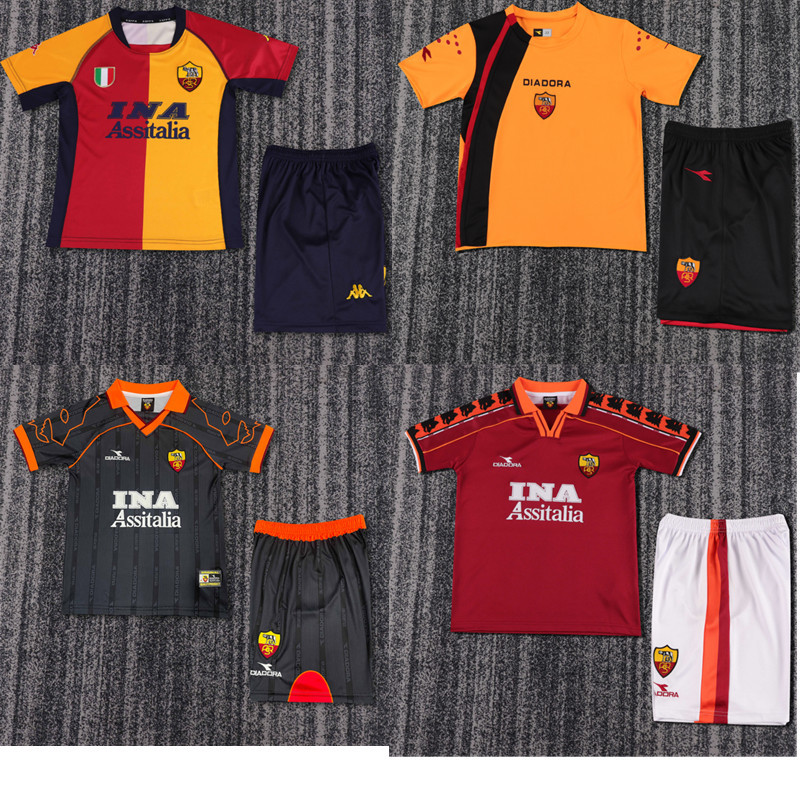 Child kids kit Retro jersey Roma jersey kids kit Home Third away 00/01 1999-00 05-06  1998-99  Roma Retro soccer jersey 10-20 days. It will arrive in your country