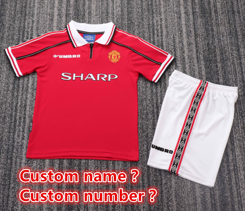 Child kids kit Retro jersey Manchester United jersey kids kit Home Third away 08/09 07/08  2010-11 1996-98 11-12 12/13 1998-99 1990-92  Manchester United Retro soccer jersey 10-20 days. It will arrive in your country