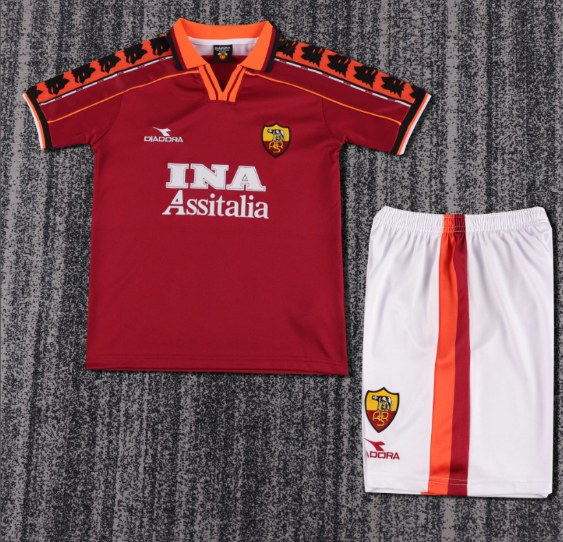 Child kids kit Retro jersey Roma jersey kids kit Home Third away 00/01 1999-00 05-06  1998-99  Roma Retro soccer jersey 10-20 days. It will arrive in your country
