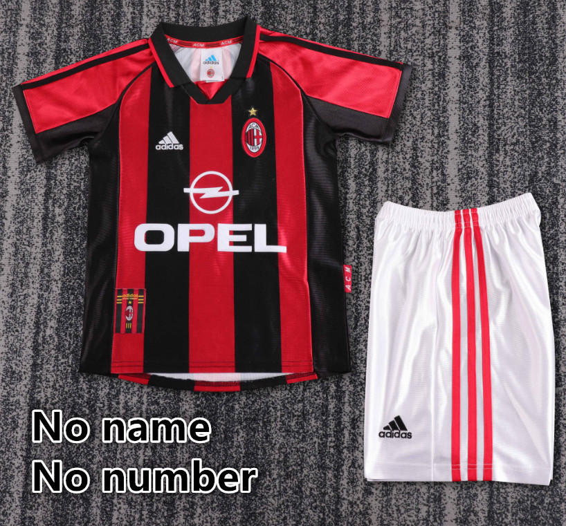 Child kids kit Retro jersey AC Milan jersey kids kit Home Third away 95-96  90/91 98-99 2008-09 1996-97 04-05 06/07  2013-14 1998-99 93/94  AC Milan Retro soccer jersey 10-20 days. It will arrive in your country