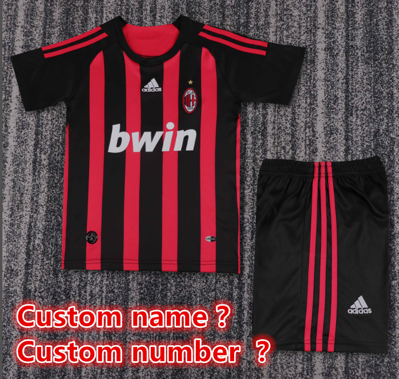 Child kids kit Retro jersey AC Milan jersey kids kit Home Third away 95-96  90/91 98-99 2008-09 1996-97 04-05 06/07  2013-14 1998-99 93/94  AC Milan Retro soccer jersey 10-20 days. It will arrive in your country