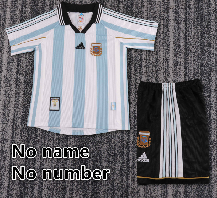 Child kids kit Retro jersey Argentina jersey kids kit Home Third away 1986 1998 1994 2001  Argentina Retro soccer jersey 10-20 days. It will arrive in your country