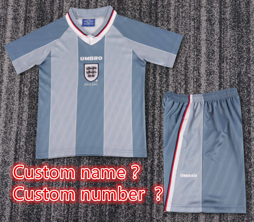 Child kids kit Retro jersey England jersey kids kit Home Third away 96 1998 England Retro soccer jersey 10-20 days. It will arrive in your country