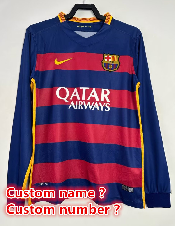 Long sleeve Barcelona Retro jersey 25 26  Home and away New adult Retro 2010/11 1996-97 95-97 2014-15 2016-17 2005-06 Barcelona soccer jersey 10-20 days. It will arrive in your country