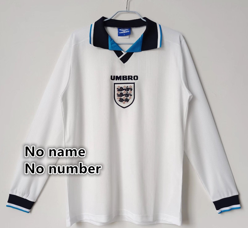 England Long sleeve Retro jersey 25 26  Home and away New adult Retro  2002 1996 1998 England soccer jersey 10-20 days. It will arrive in your country