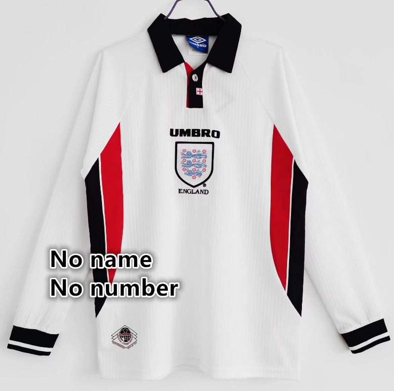 England Long sleeve Retro jersey 25 26  Home and away New adult Retro  2002 1996 1998 England soccer jersey 10-20 days. It will arrive in your country
