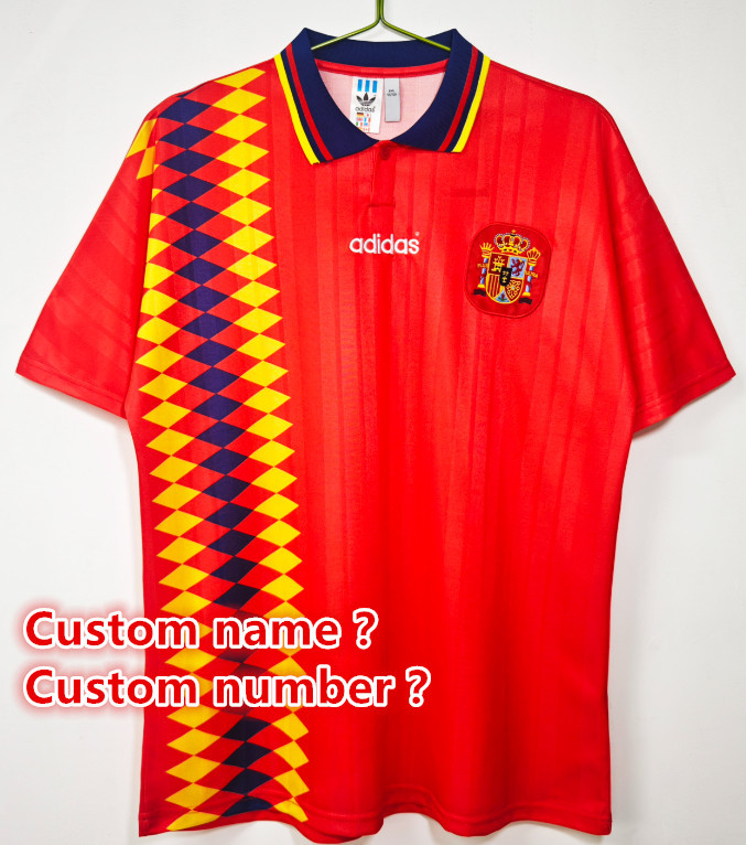 Spain Retro jersey 25 26  Home and away New adult Retro  1996 1994/95  2010 1998 2012 Spain soccer jersey 10-20 days. It will arrive in your country days. It will arrive in your country