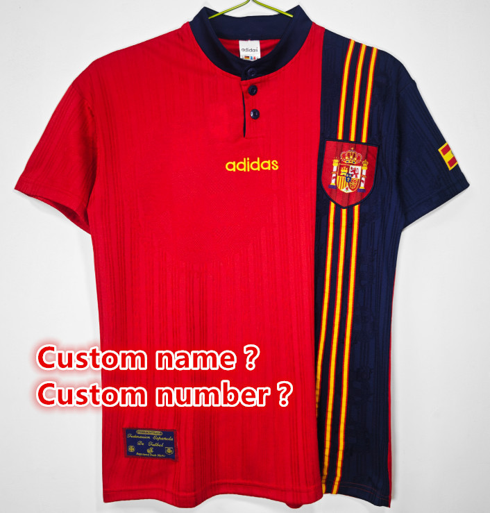Spain Retro jersey 25 26  Home and away New adult Retro  1996 1994/95  2010 1998 2012 Spain soccer jersey 10-20 days. It will arrive in your country days. It will arrive in your country