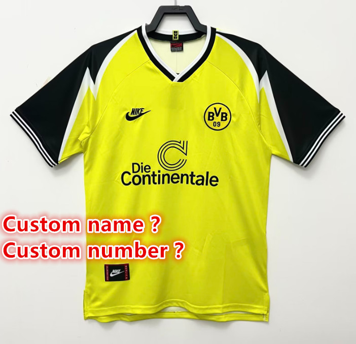 Dortmund Retro jersey  Home and away adult Retro Dortmund soccer jersey 10-20 days. It wi Retro jersey  Home and away New adult Retro Bayern Munich soccer jersey 10-20 days. It will arrive in your country days. It will arrive in y