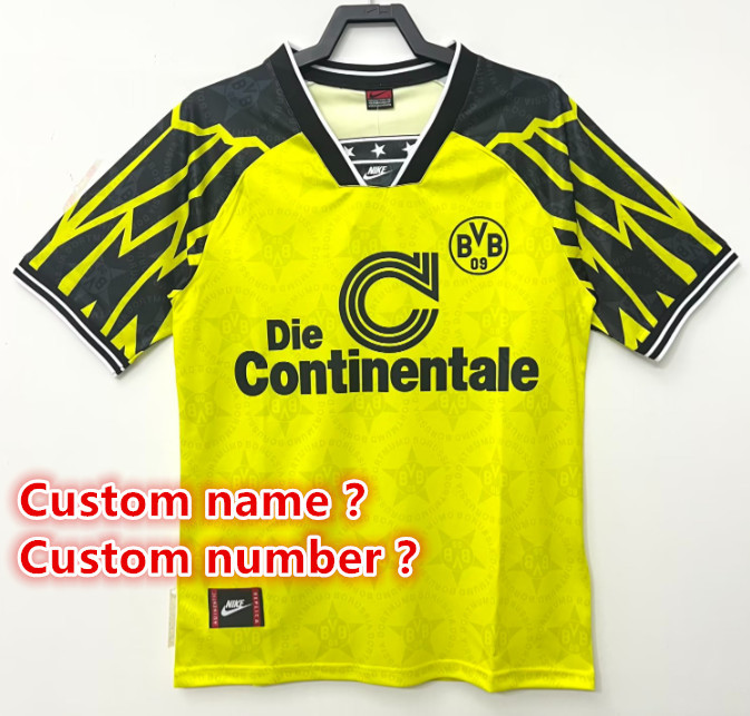 Dortmund Retro jersey  Home and away adult Retro Dortmund soccer jersey 10-20 days. It wi Retro jersey  Home and away New adult Retro Bayern Munich soccer jersey 10-20 days. It will arrive in your country days. It will arrive in y