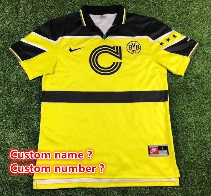 Dortmund Retro jersey  Home and away adult Retro Dortmund soccer jersey 10-18 days. About to reach your country