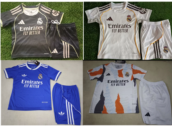 Real Madrid child jersey 25 26 adult kit  kids kit  Home Third away New adult 2025 2026  Real Madrid soccer jersey 10-20 days. It will arrive in your country