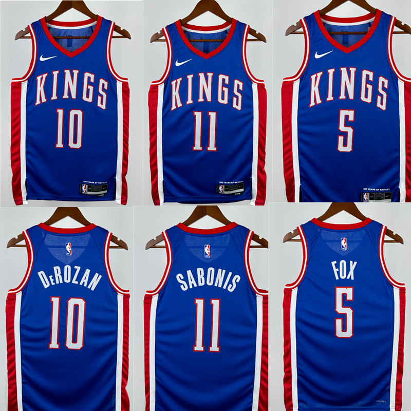 Kings  NBA basketball jersey, 24 25  jersey, adult men's tank top jersey DEROZAN  10 SABONIS 11 FOX 5